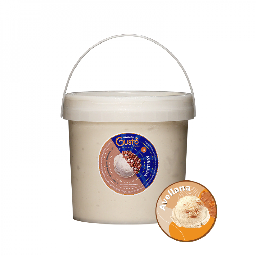 Helado de crema sabor avellana Gustó Premium (4L)