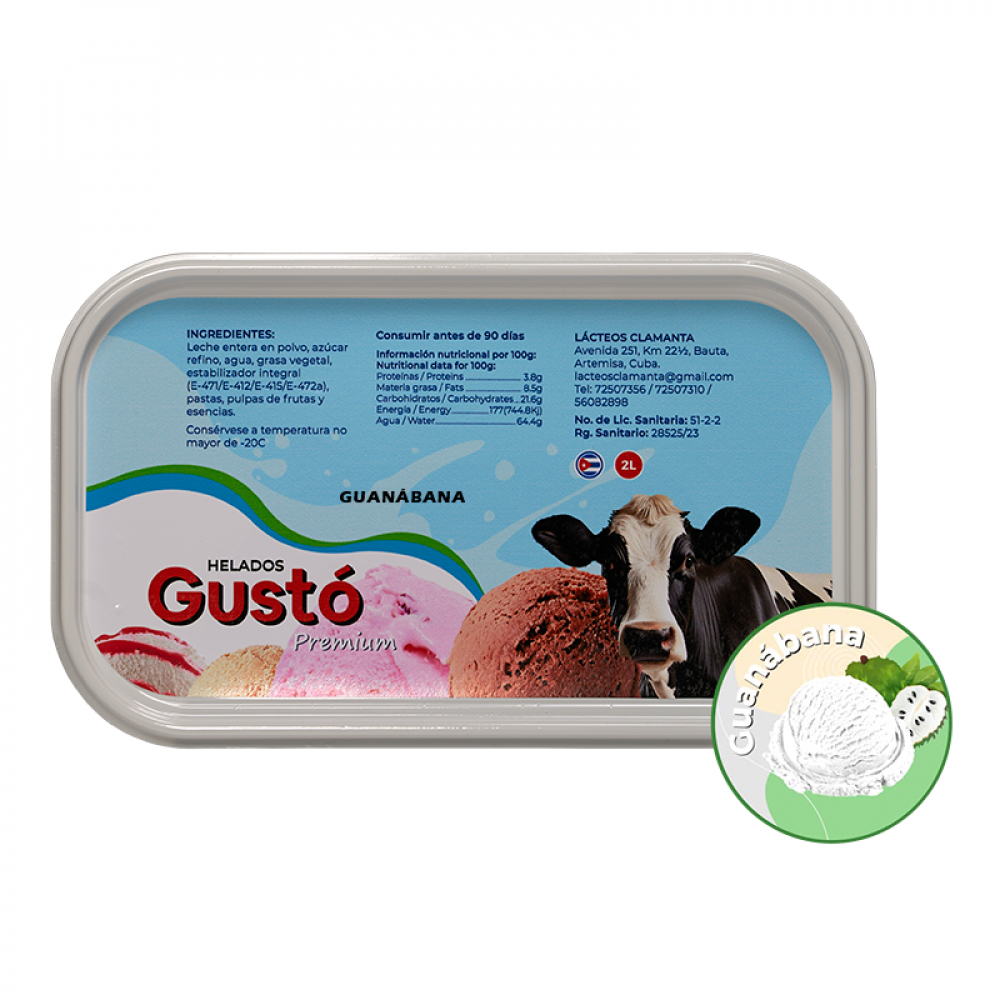 Helado de crema sabor guanábana Gustó Premium (1 L)