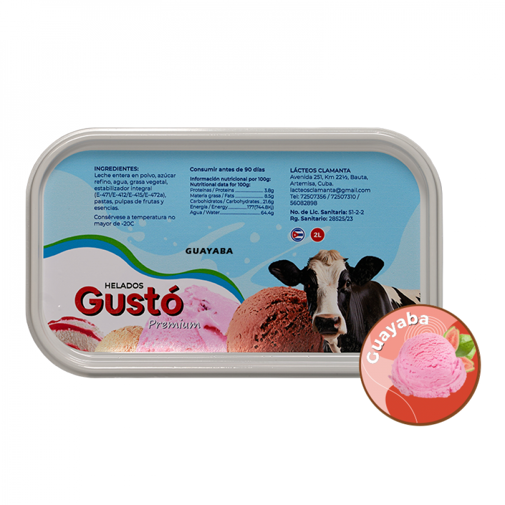 Helado de crema sabor guayaba Gustó Premium (2L)