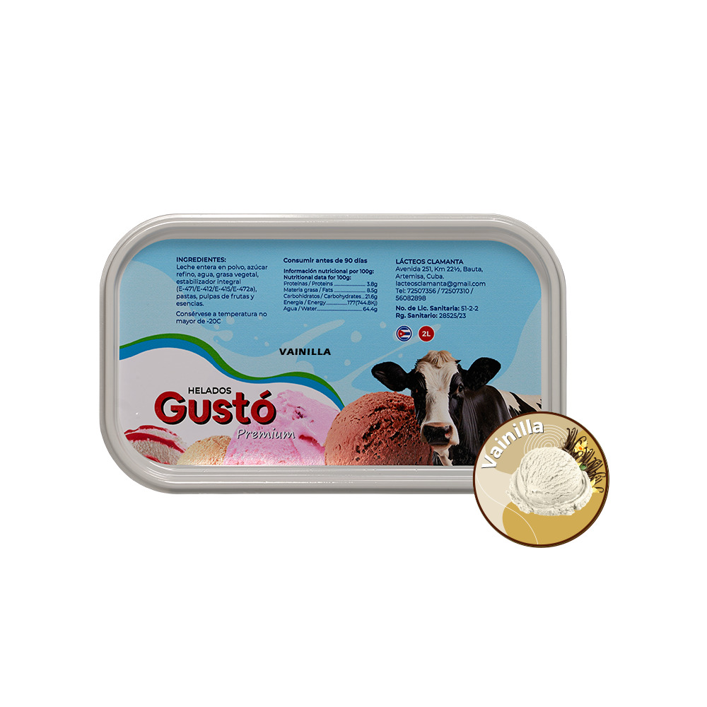 Helado de crema sabor vainilla Gustó Premium (2 L)