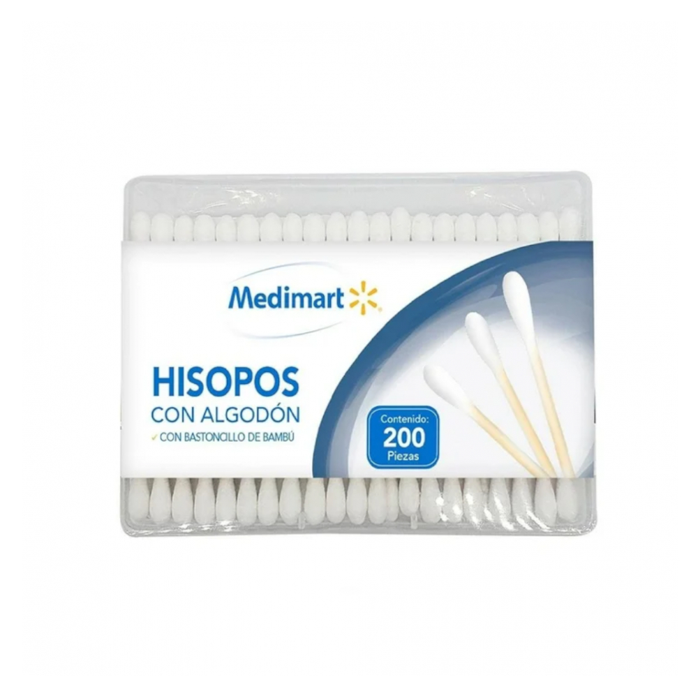 Hisopos de bambú con punta de algodón Medimart (200 U)
