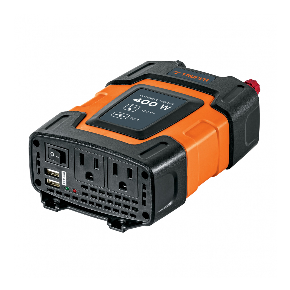 Inversor de corriente de 400 W con puertos USB Truper INCO-400