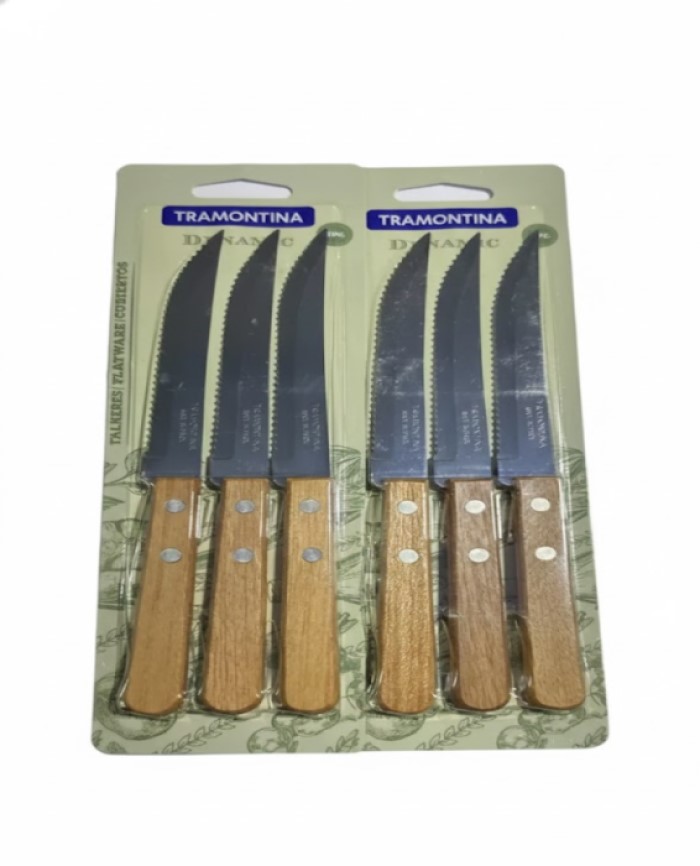JUEGO CUCHILLOS ASADO 6 PIEZAS CHURRASCO TRAMONTINA