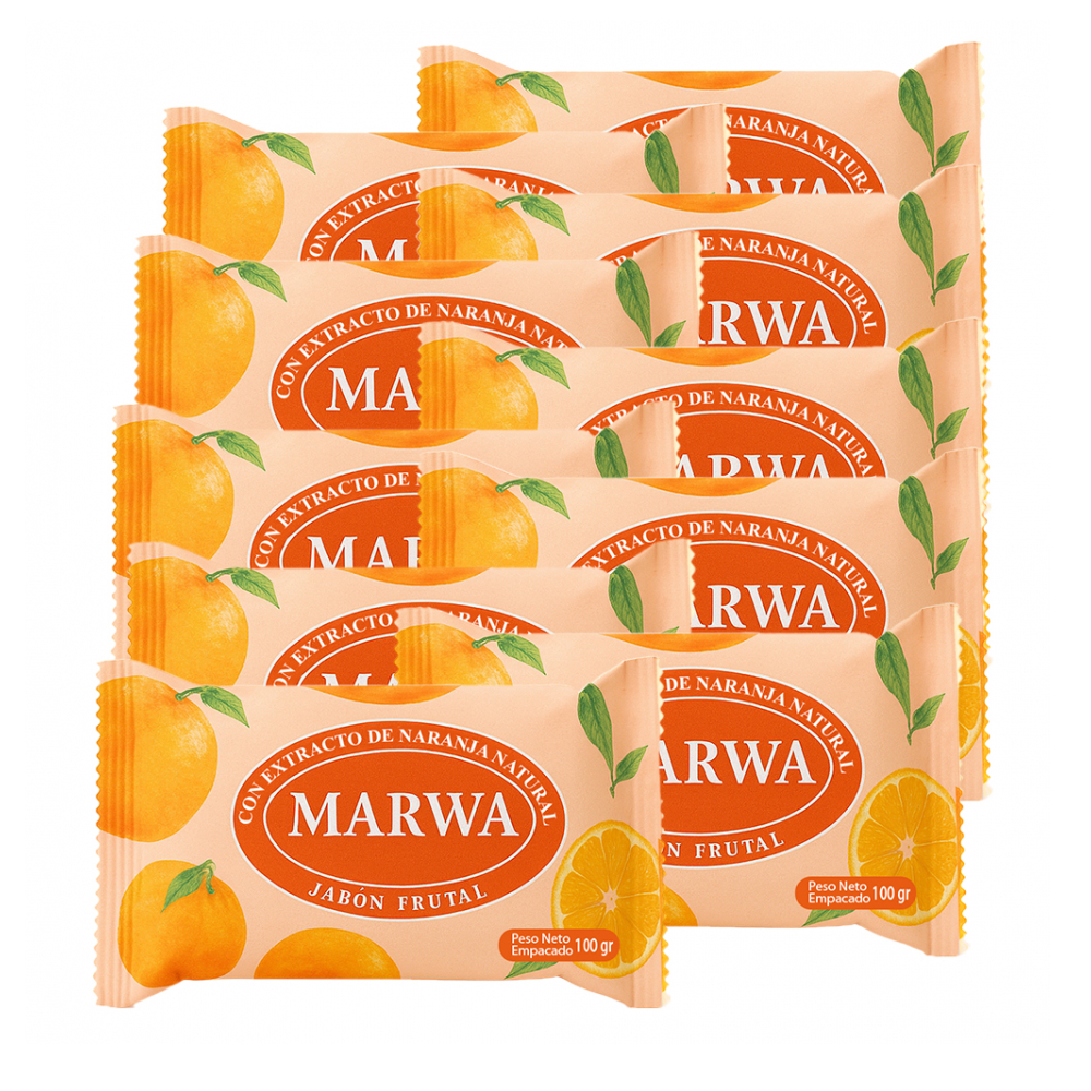 Jabón frutal con extracto de naranja natural Marwa (3 x 100 g / 3.52 oz)