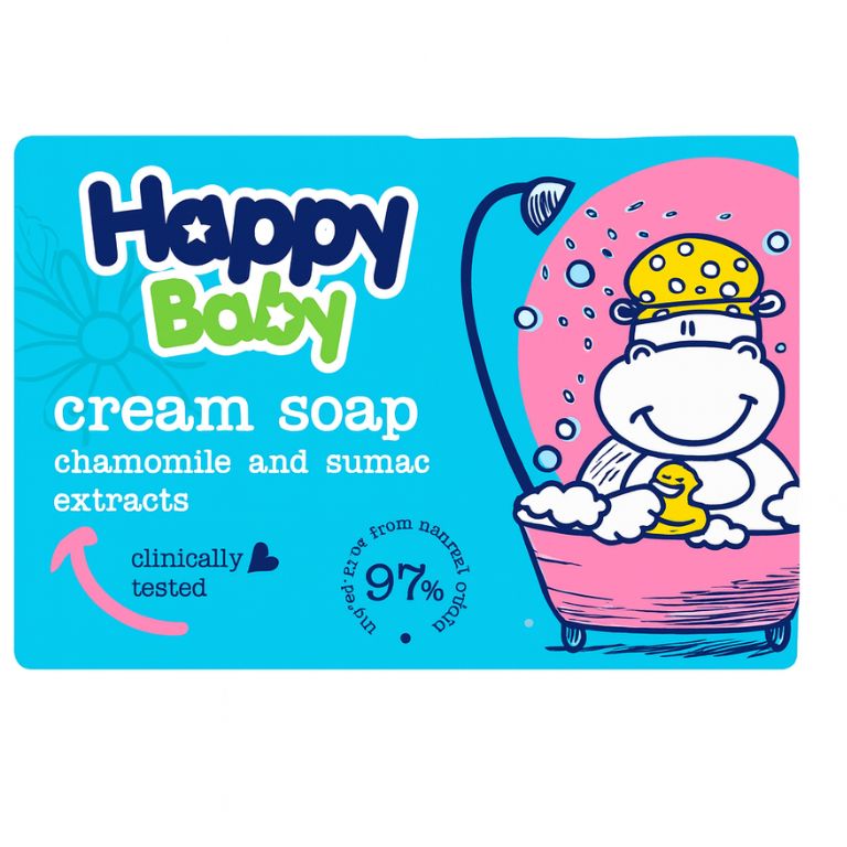 Jabon Cremoso para Bebe de Extractos de Manzanilla y Zumaque (75 g Happy Baby)