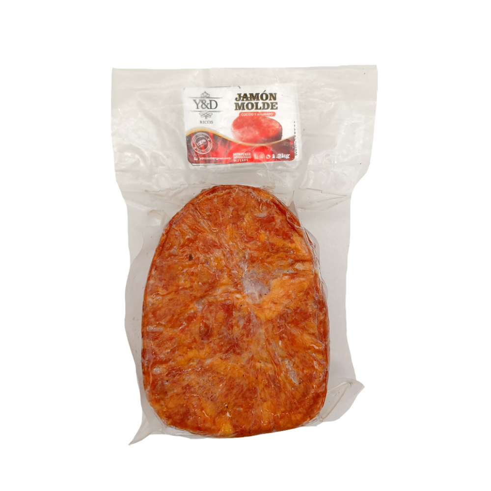 Jamón de molde ovalado cocido y ahumado Y&D Ricos (1 kg / 2.2 lb)