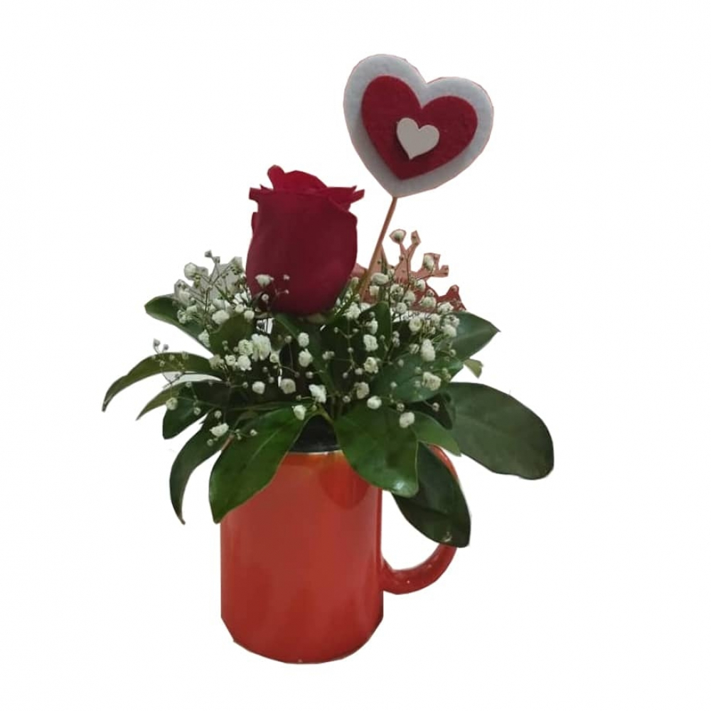 Jarrita con una rosa para regalo