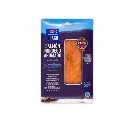 Lonchas de Salmón Noruego Ahumado Esencial (80g) UBAGO