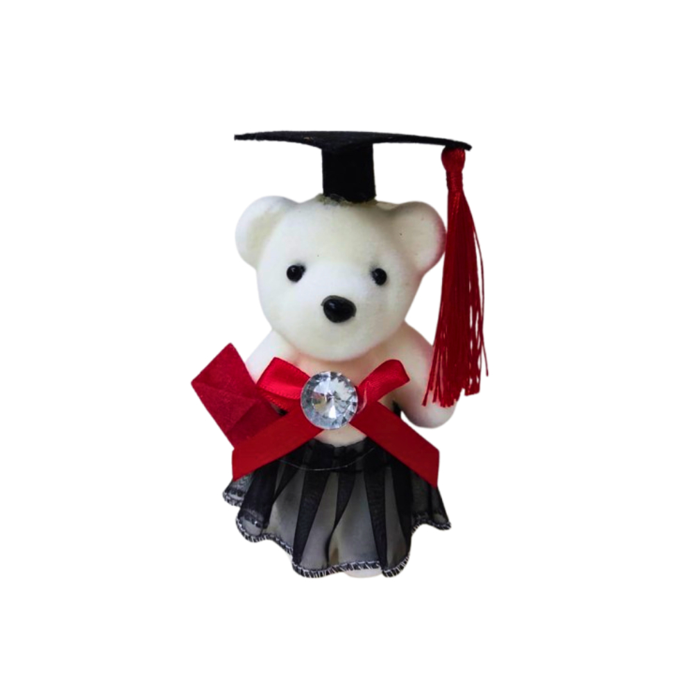Mini osa de peluche vestida de graduación