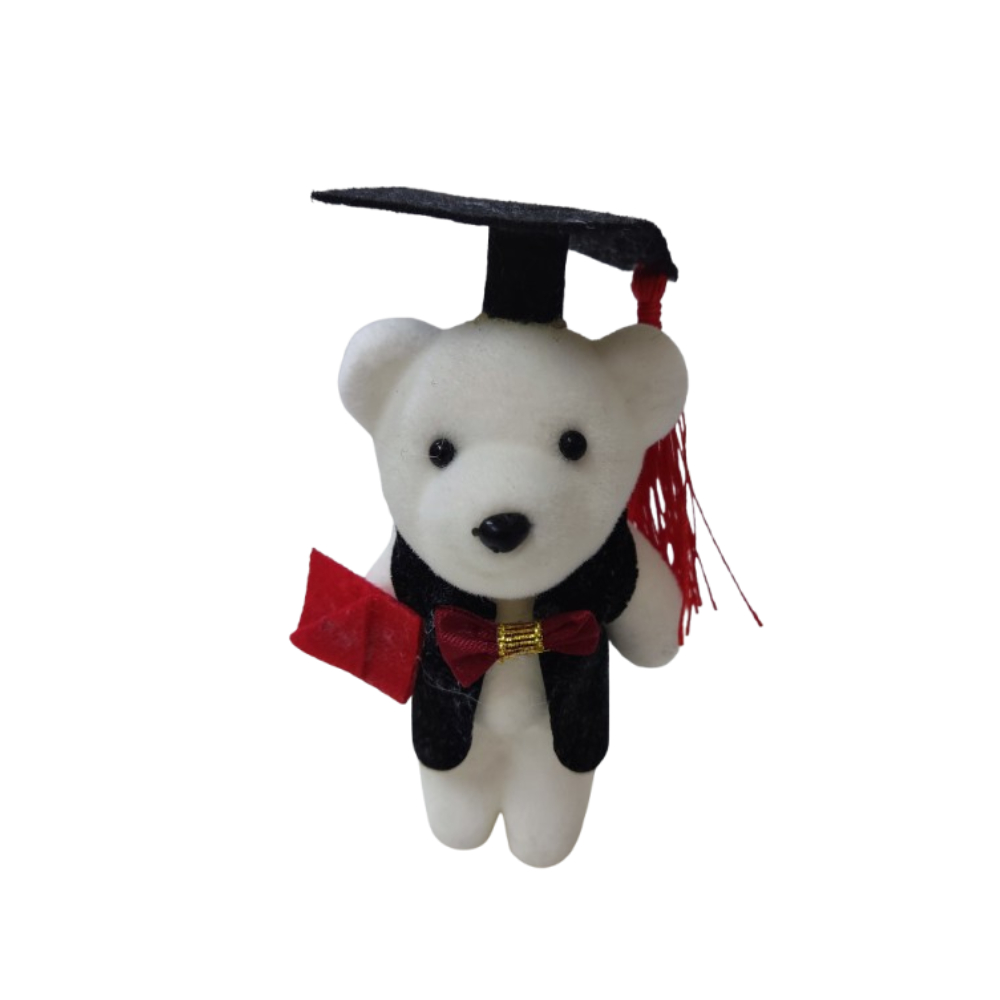 Mini oso de peluche vestido de graduación