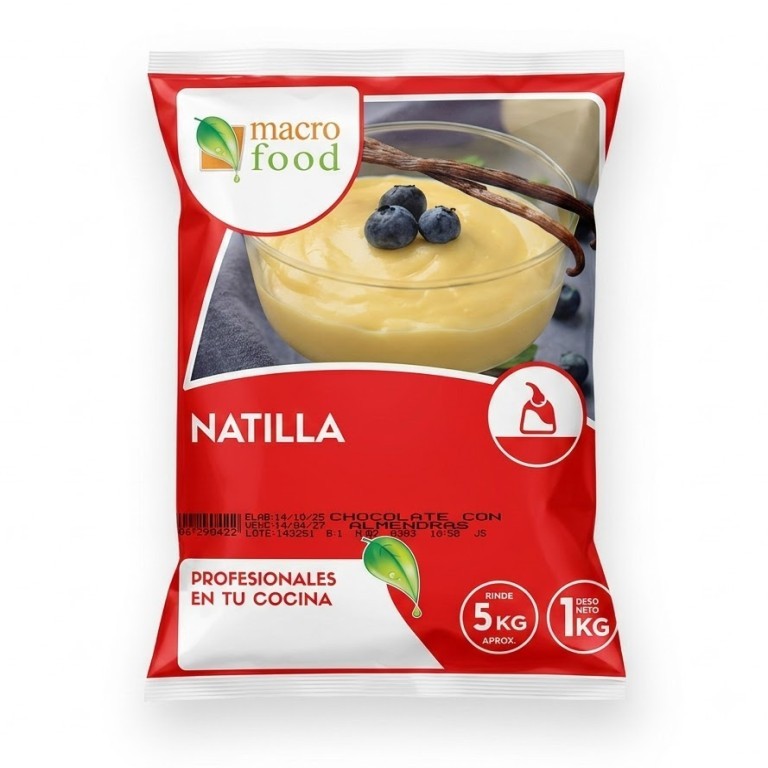 Natilla de Chocolate con Almendras (1kg) MACROFOOD