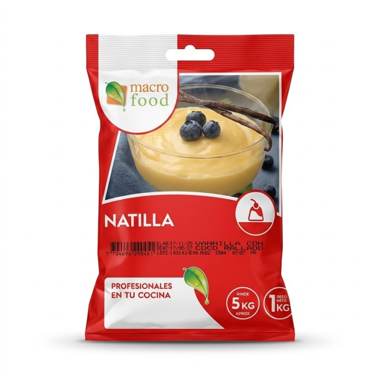 Natilla de Vainilla y Coco Rallado (1kg) MACROFOOD