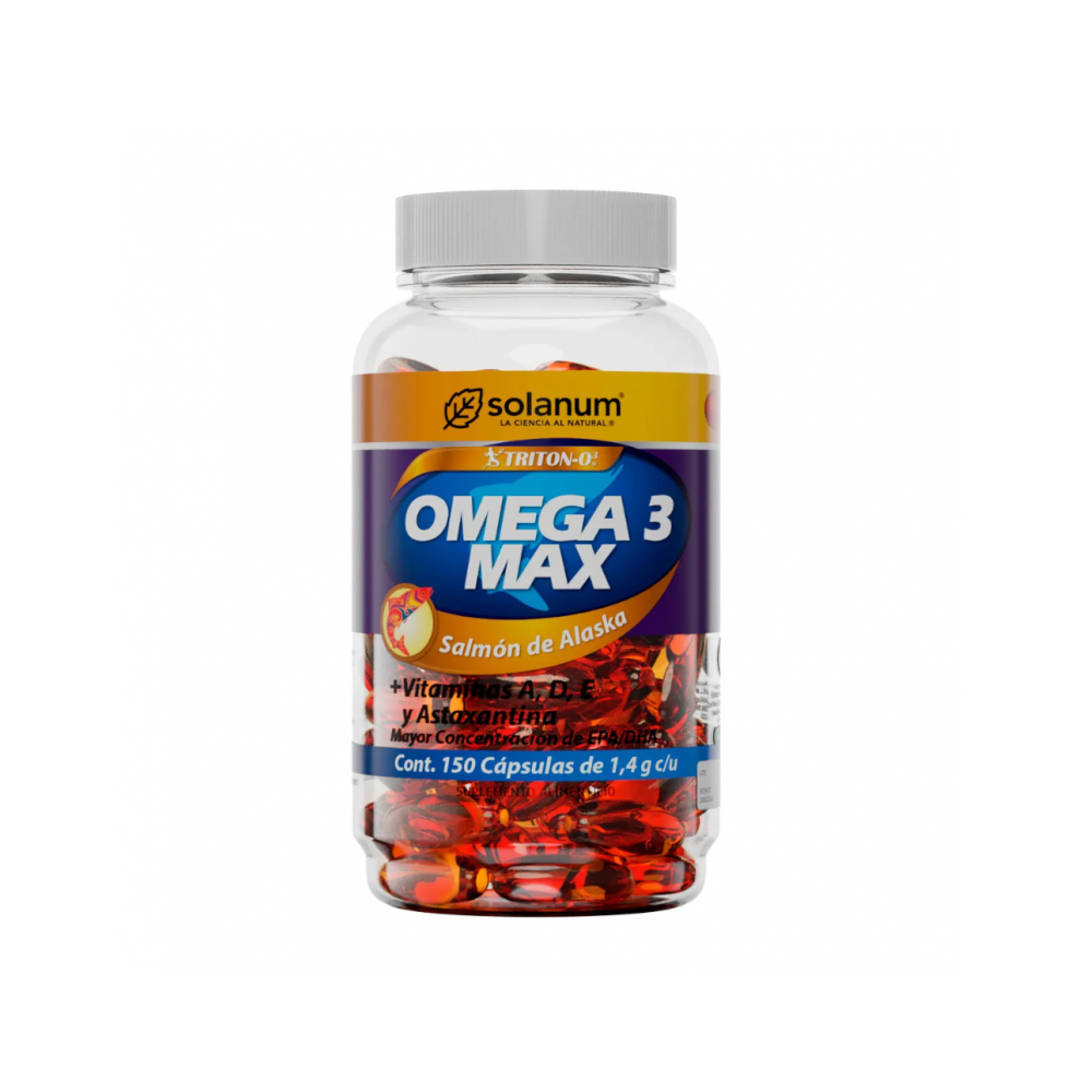 Omega 3 Max. Salmón de Alaska + Vitaminas A, D, E (150 cápsulas)