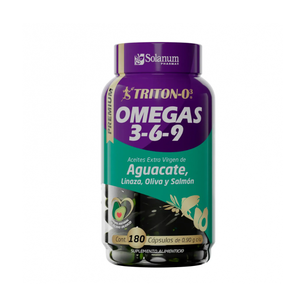 Omegas 3-6-9 + Aceites de aguacate, salmón, linaza y oliva (180 cápsulas)