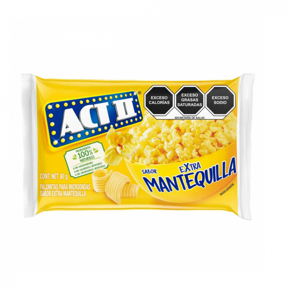 Palomitas de maíz para microondas con sabor extra-mantequilla ACT II (80 g / 2.82 oz)