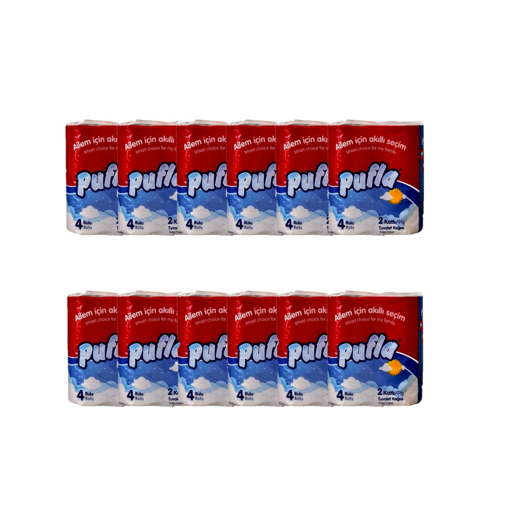 Papel higiénico de 2 capas Pufla (12 U)