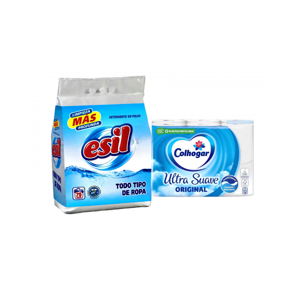 Papel sanitario Colhogar + Detergente en polvo Esil