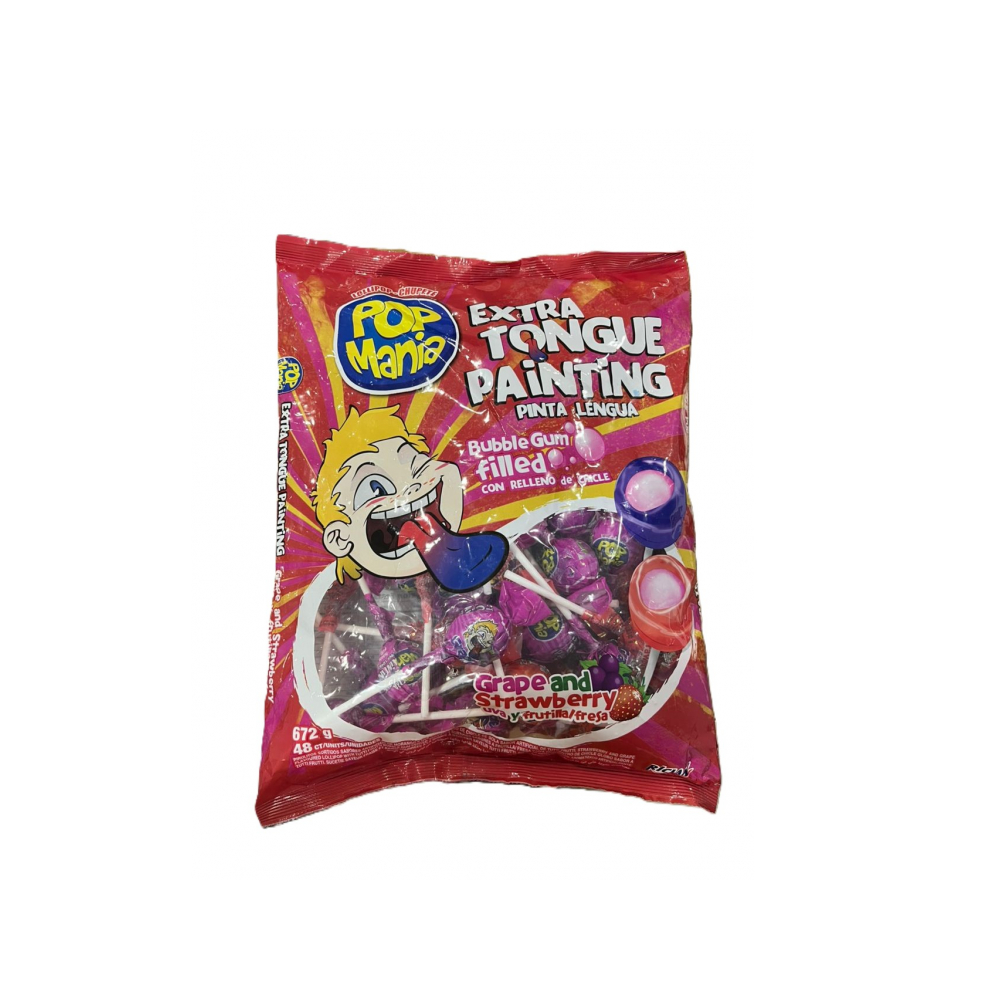Paquete de chupa chupa pinta lengua con relleno de chicle Pop Mania (672 g / 1.48 lb)