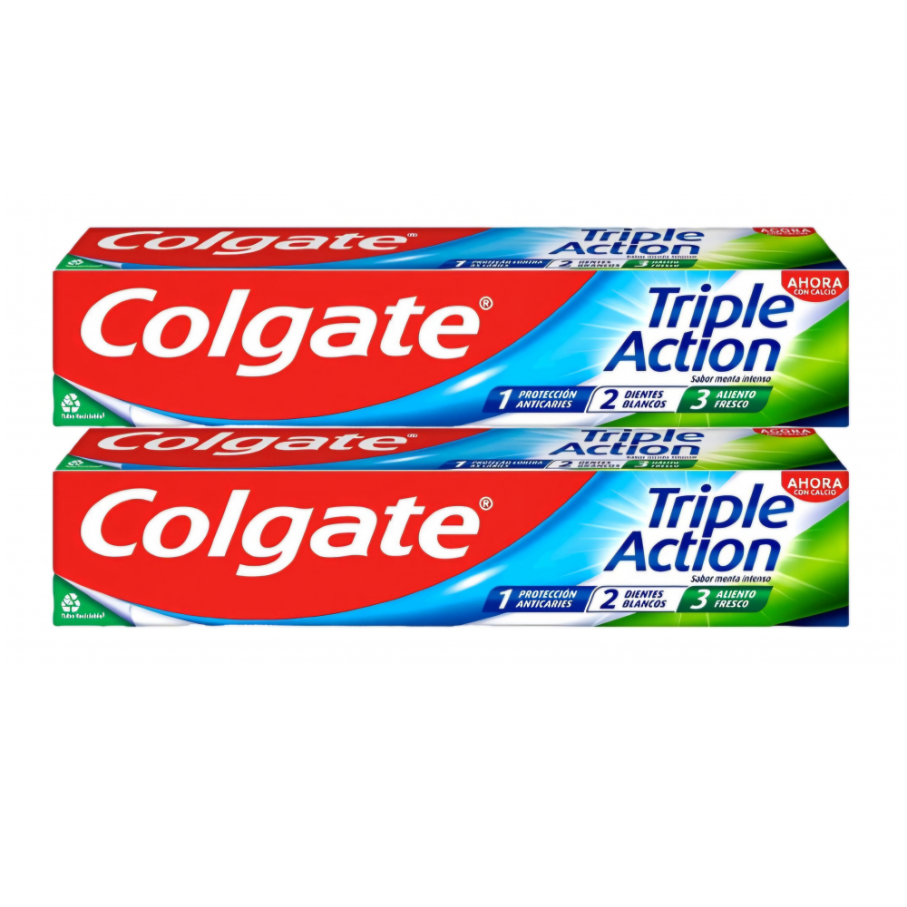 Pasta de dientes triple acción sabor menta intenso Colgate (2 x 75 ml)