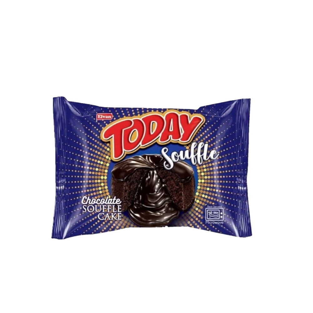 Pastel de cacao recubierto con relleno de chocolate souffle Today Elvan (50 g / 1.76 oz)