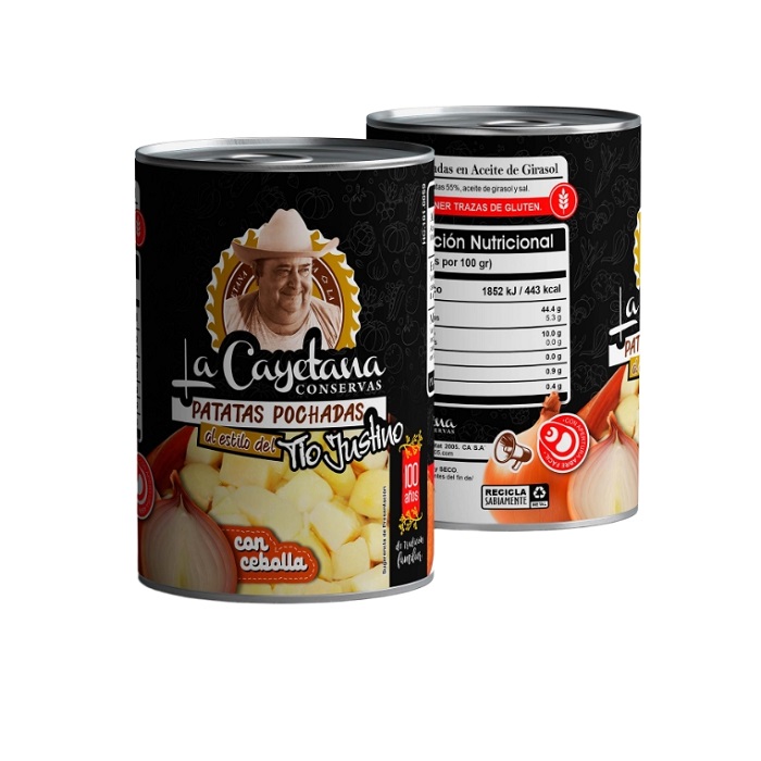 Patatas Pochadas en Aceite de Girasol con Cebolla (395 gr) LA CAYETANA