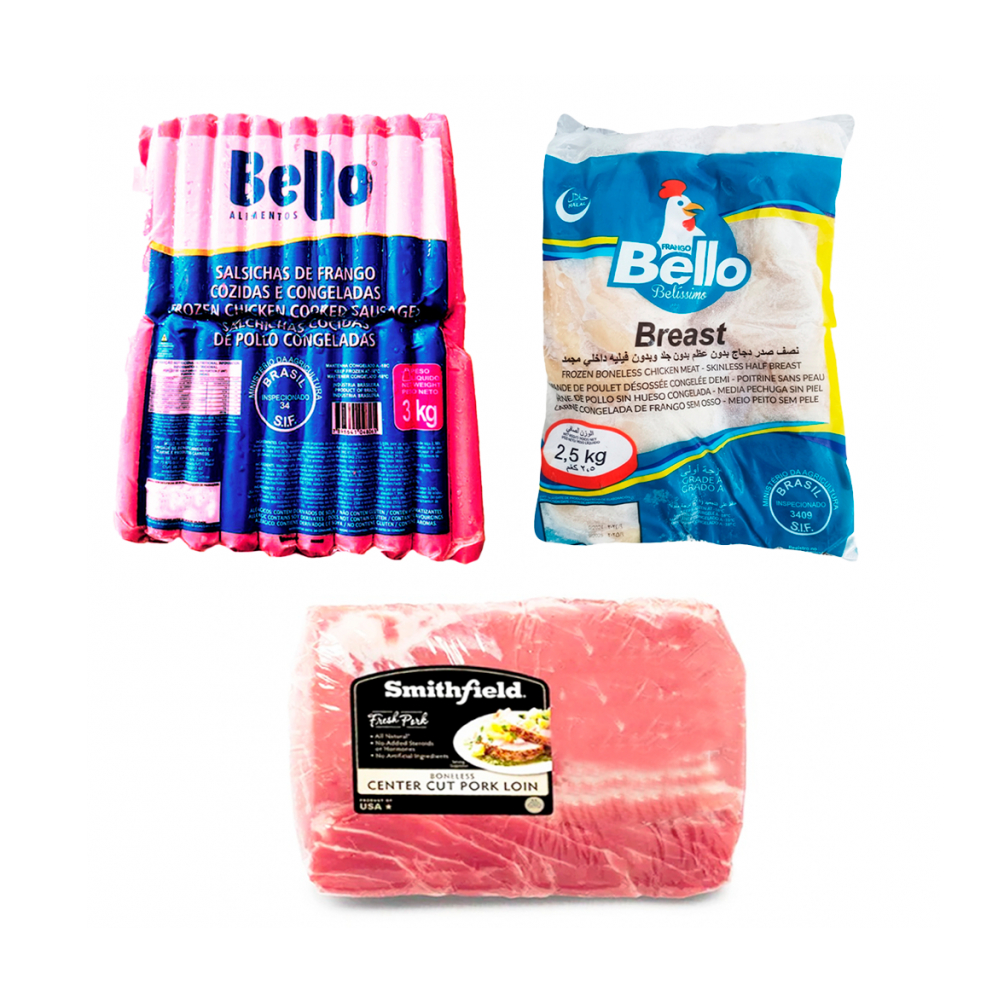 Pechuga de pollo + Salchichas + Lomo de cerdo