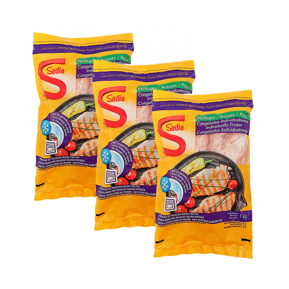 Pechuga de pollo sin piel y sin hueso Sadia (2 x 1 kg / 2.2 lb)