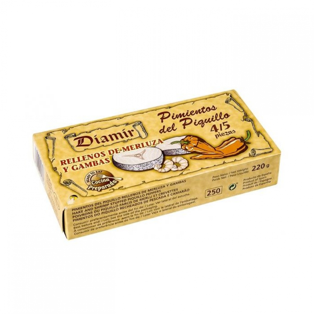 Pimientos del piquillo rellenos de merluza y gambas Diamir (220 g / 7.76 oz)