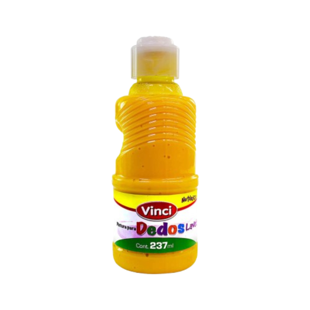 Pintura amarilla para dedos, lavable y no tóxico Vinci (237 ml / 8.3 fl.oz)