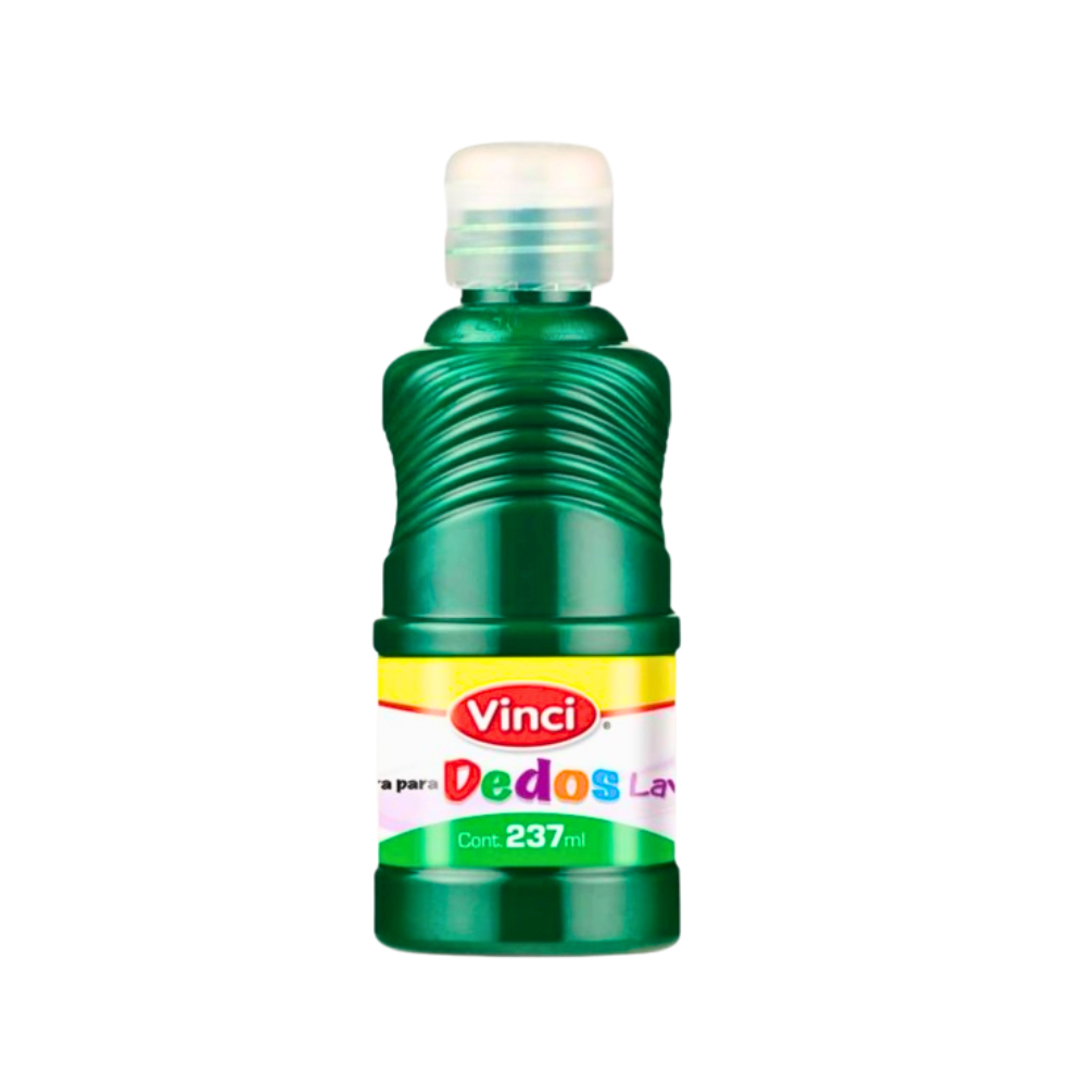 Pintura verde para dedos, lavable y no tóxico Vinci (237 ml / 8.3 fl.oz)