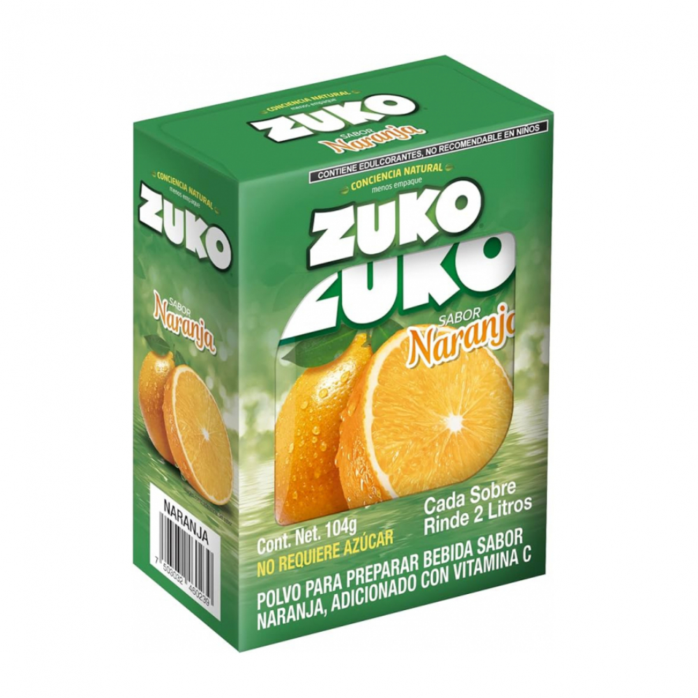 Refresco en polvo sabor naranja Zuko (104 g / 3.67 oz)