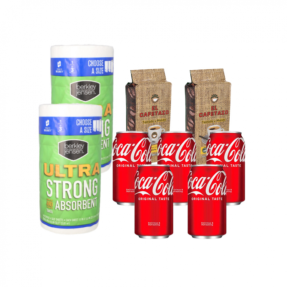 Refresco gaseado Coca Cola + Café espresso El Cafetazo + Toalla de papel ultra absorbente Berkley Jensen