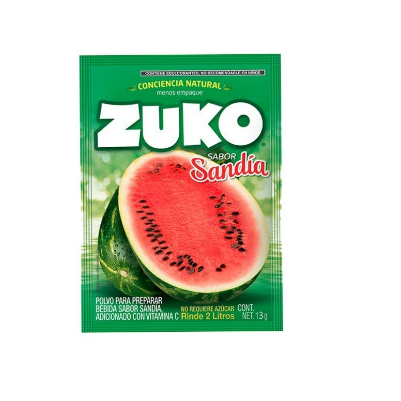 Refresco instantáneo sabor sandia Zuko rinde 2 L (13 g)