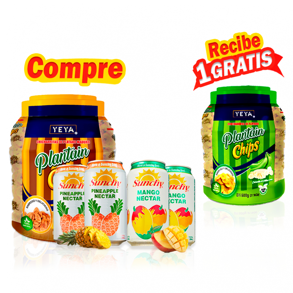 Regalo para merendar: Mixto de Néctar Sunchy + Chicharritas de plátano maduro + Chicharrita de plátano (gratis)