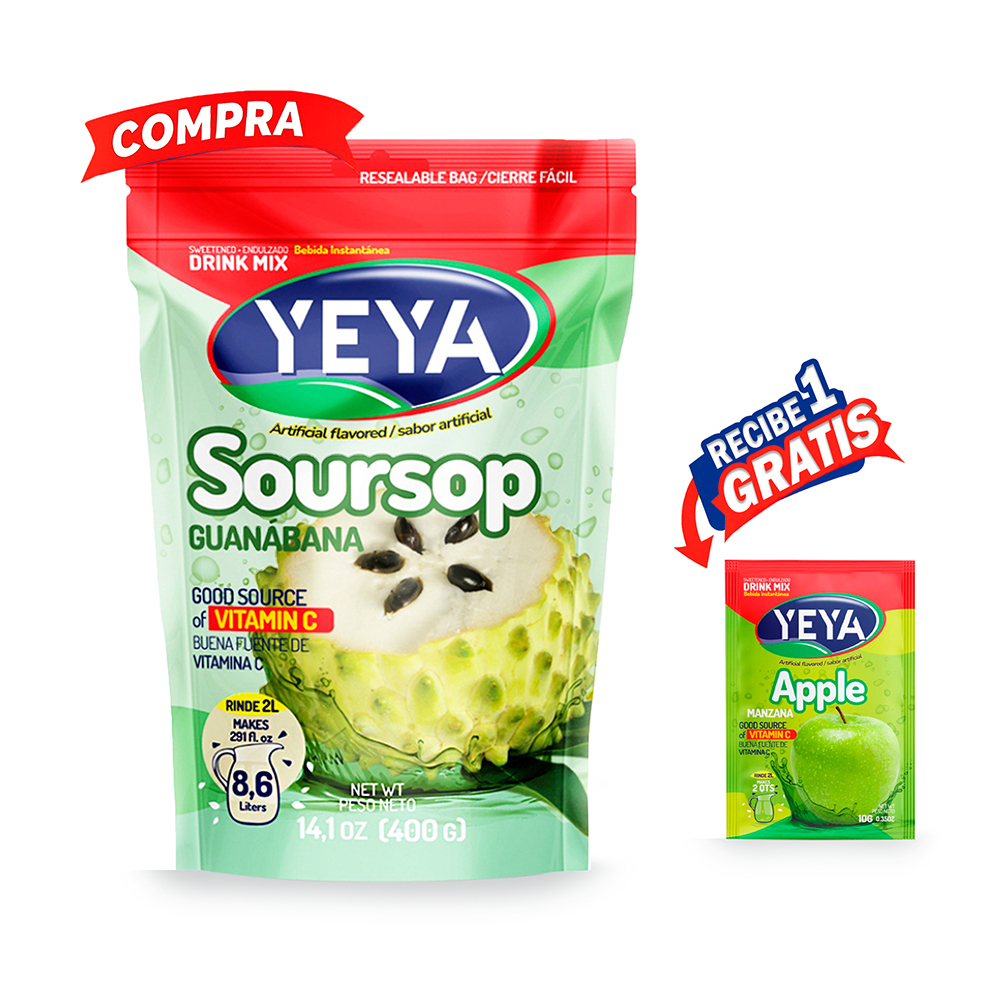 Regalo refrescante: Refresco Guanábana (400 g) + Refresco Manzana (10 g) gratis