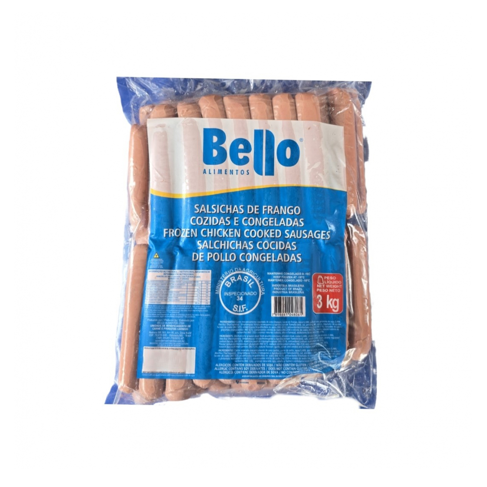 Salchichas cocidas de pollo Bello (3 kg / 6.6 lb)