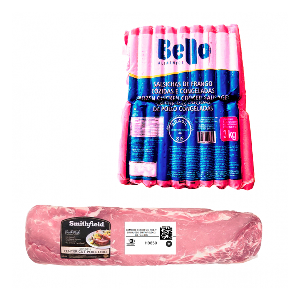 Salchichas de pollo + Lomo de cerdo