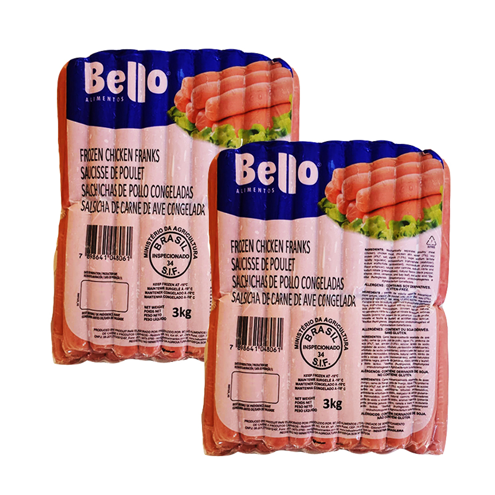 Salchichas de pollo congeladas Bello (2 x 3 kg / 6.6 lb)
