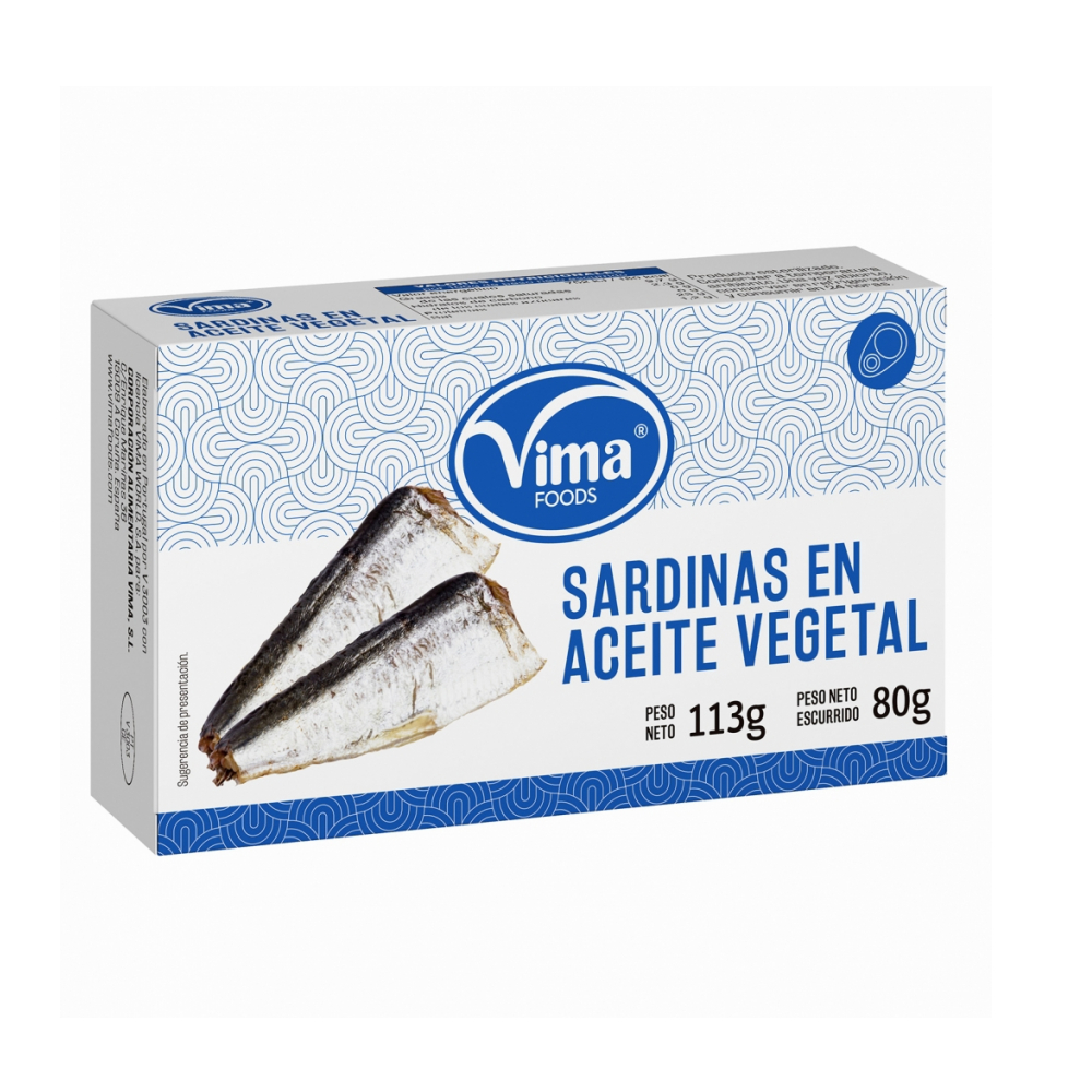 Sardinas en aceite vegetal Vima Foods (113 g / 3.99 oz)