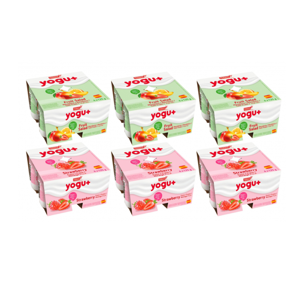 Supercombo: Yogur pasteurizado sabor a fresa + Yogur pasteurizado sabor a macedonia