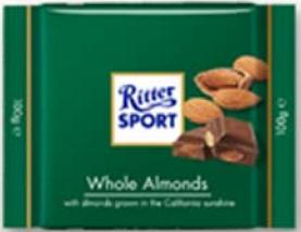 Tabletas de chocolate con almendras enteras (100 gr) RITTER SP
