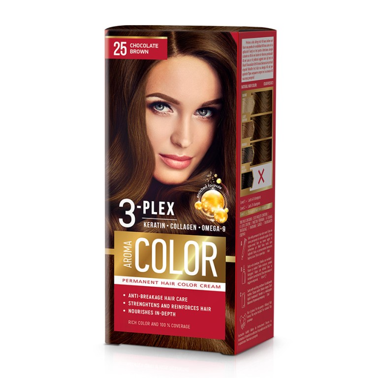 Tinte para el Cabello Castaño Chocolate 25 (45ml) AROMA COLOR