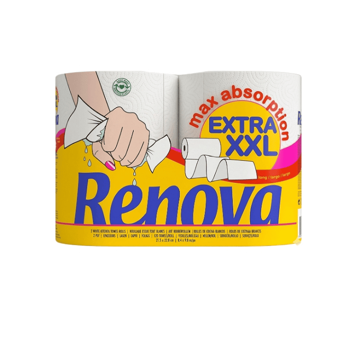 Toalla de Papel Maxiabsorpt Extra XXL (2 Rollos) RENOVA