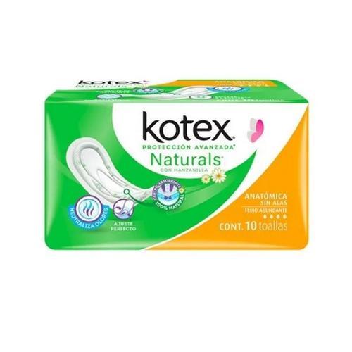 Toallas Femeninas Naturals Anatómicas sin Alas (10 u) KOTEX