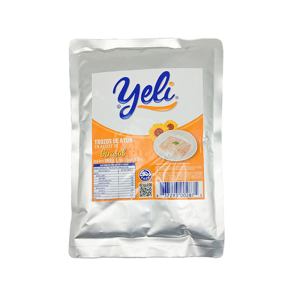 Trozos de atún en aceite de girasol Yeli (1 kg / 2.2 lb)