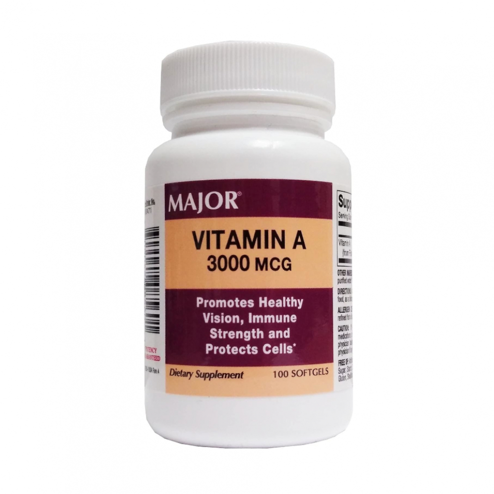 Vitamina A 3000 mcg Major (100 cápsulas)