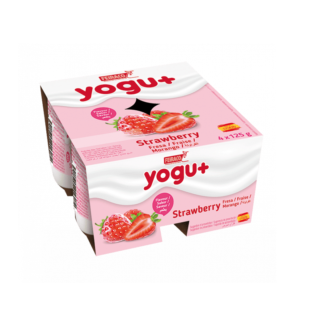 Yogur pasteurizado sabor a fresa (4 x 125 g / 4.40 oz)