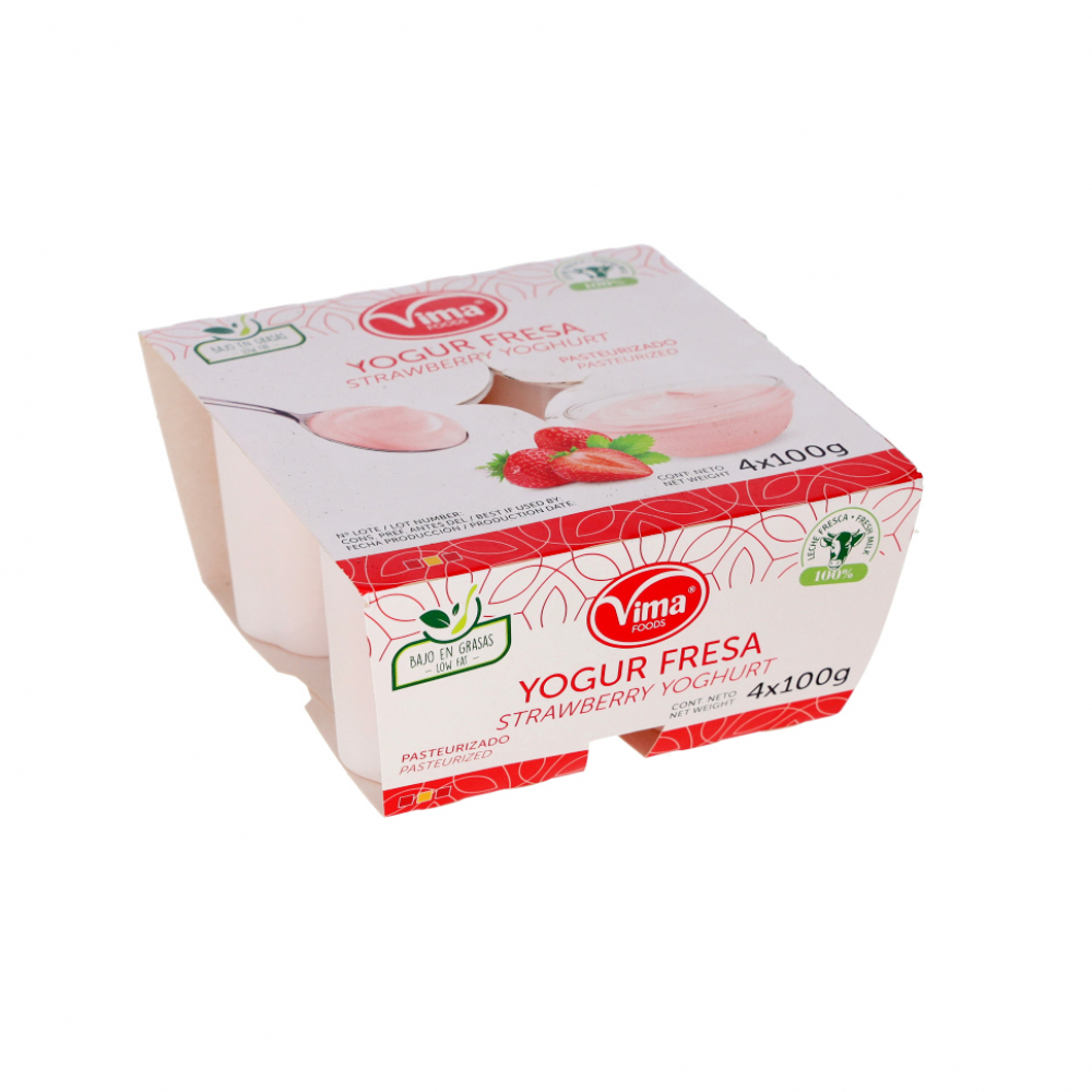 Yogurt pasteurizado de fresa azucarado Vima Foods (400 g / 14.11 oz)