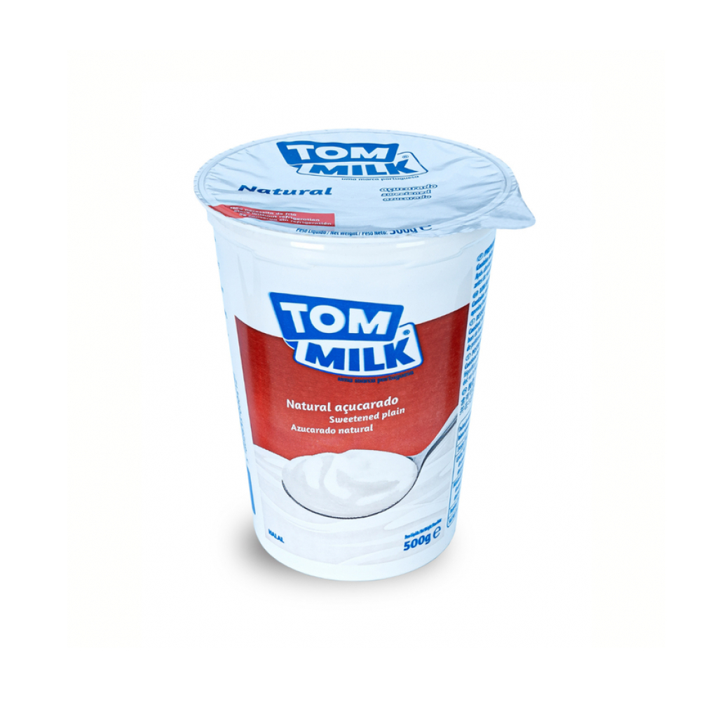 Yogurt pasteurizado natural azucarado Tom Milk (500 g / 1.10 lb)