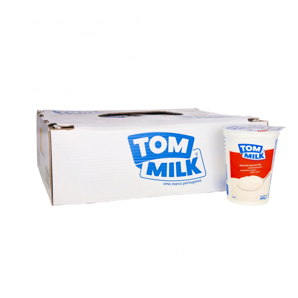 Yogurt pasteurizado natural azucarado Tom Milk (4 x 500 g / 1.10 lb)